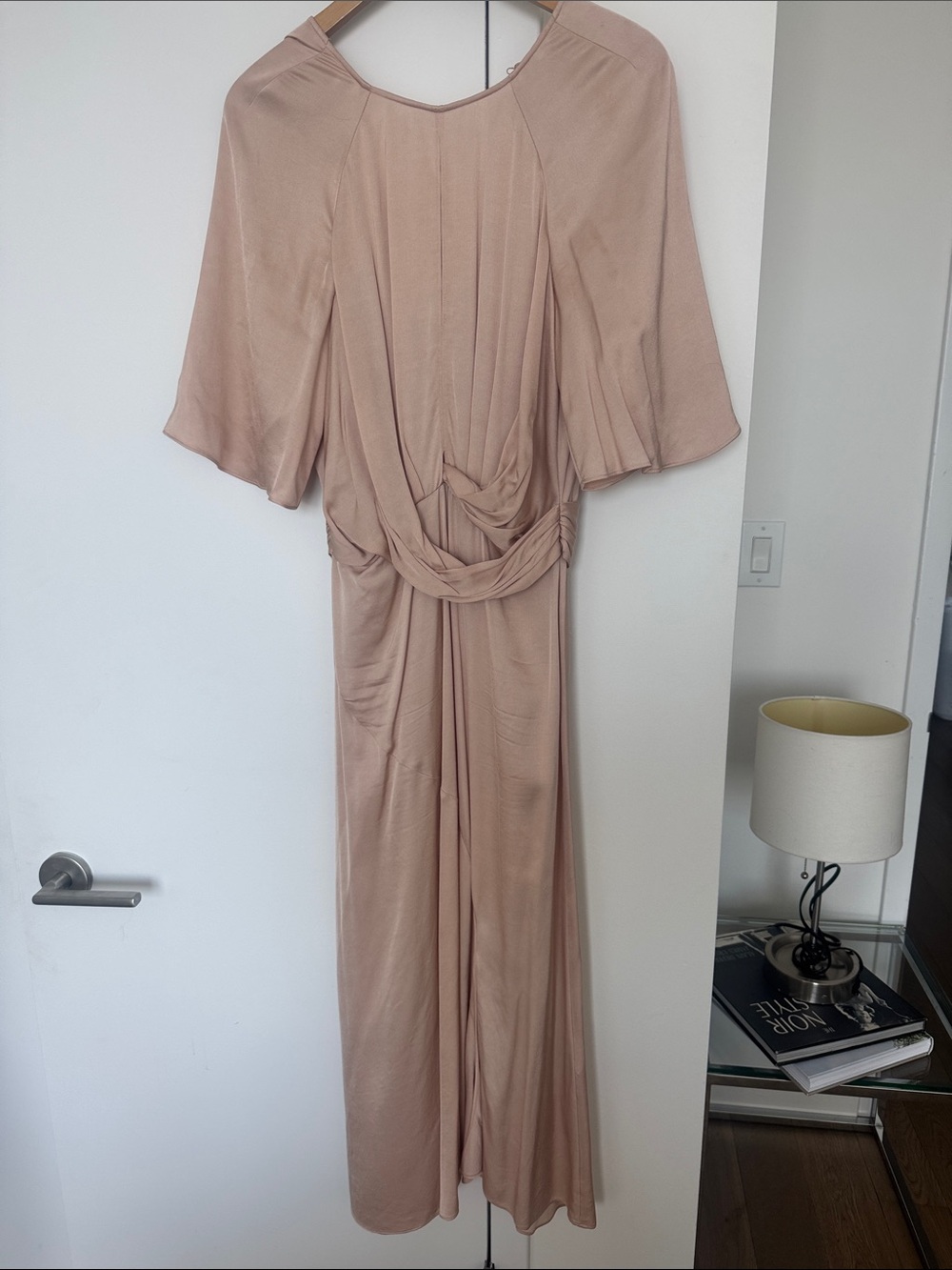 Reiss  Blush/Taupe Midi Dress with Draped Waist - Picture 5 of 5